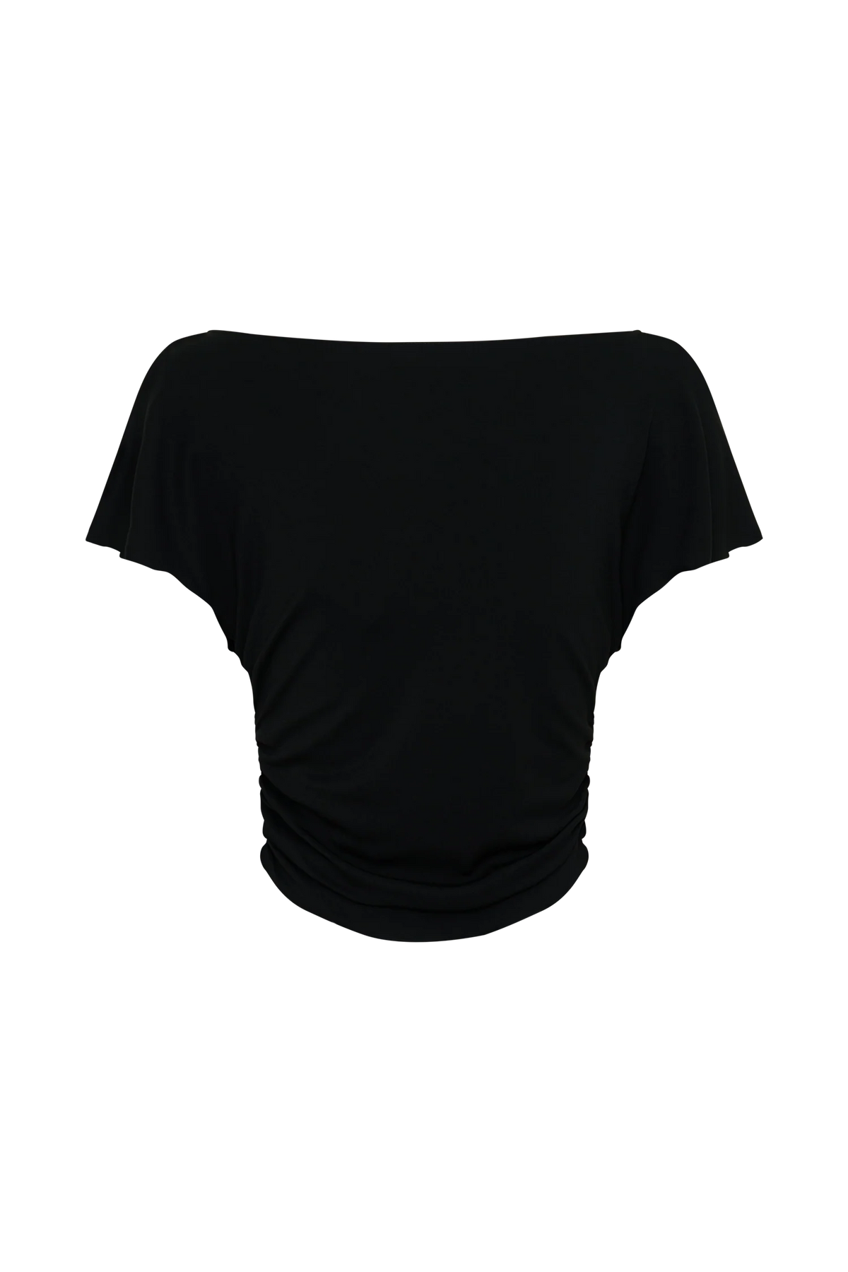 Talise Modal Flounce Short Sleeve Top - Black