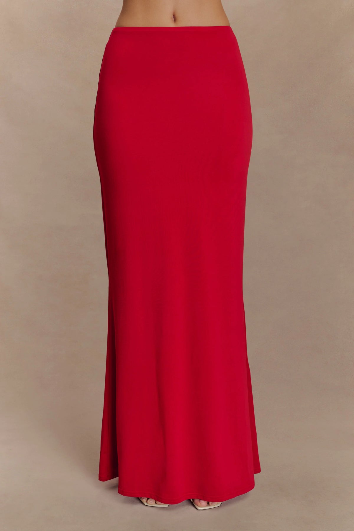 Bruna Slinky Fishtail Maxi Skirt - Red