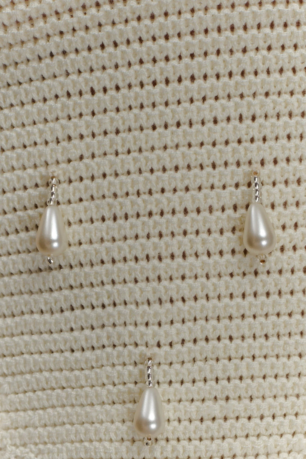 Aletta Knit Pearl Halter Top - Ivory