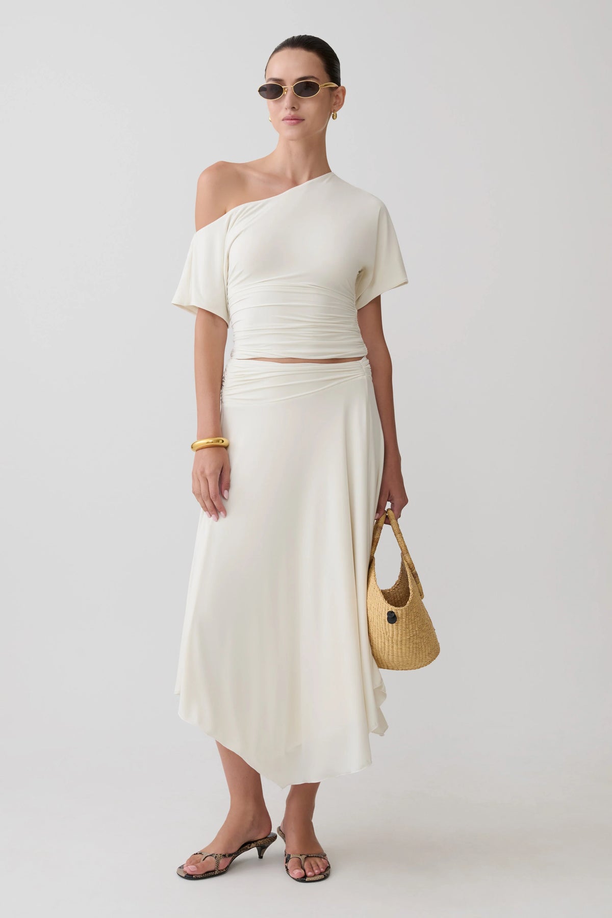 Luu Off Shoulder Slinky Top - Ivory