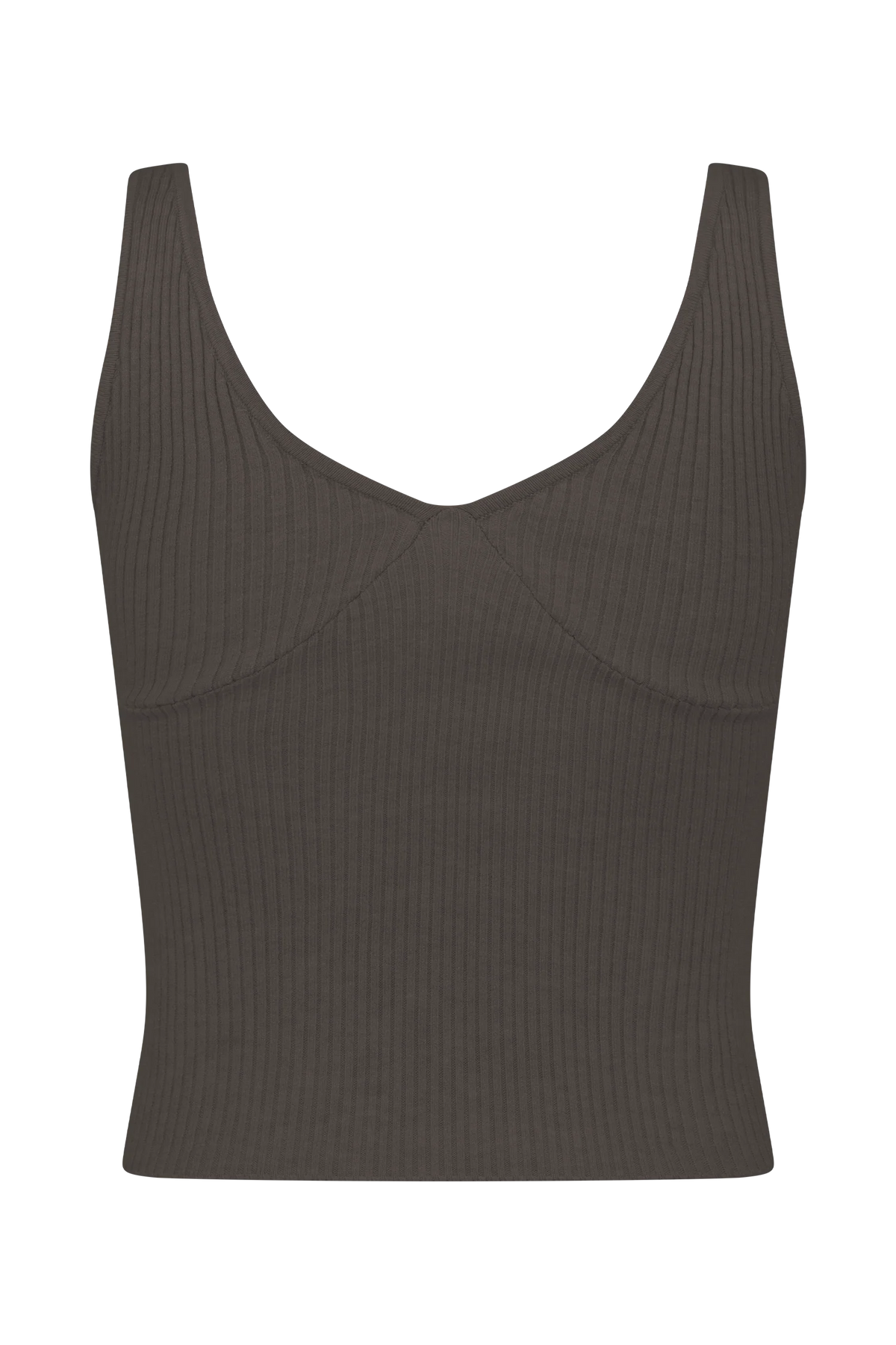 Natalya Ribbed Knit Cami Top - Dark Chocolate
