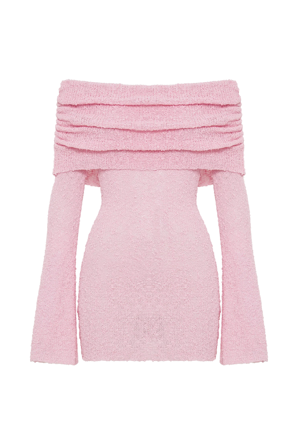 Marisol Off Shoulder Boucle Mini Dress - Baby Pink