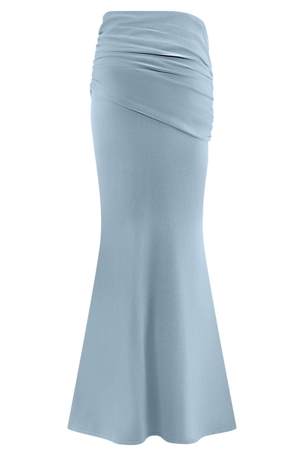 Irene Gathered Knit Maxi Skirt - Blue