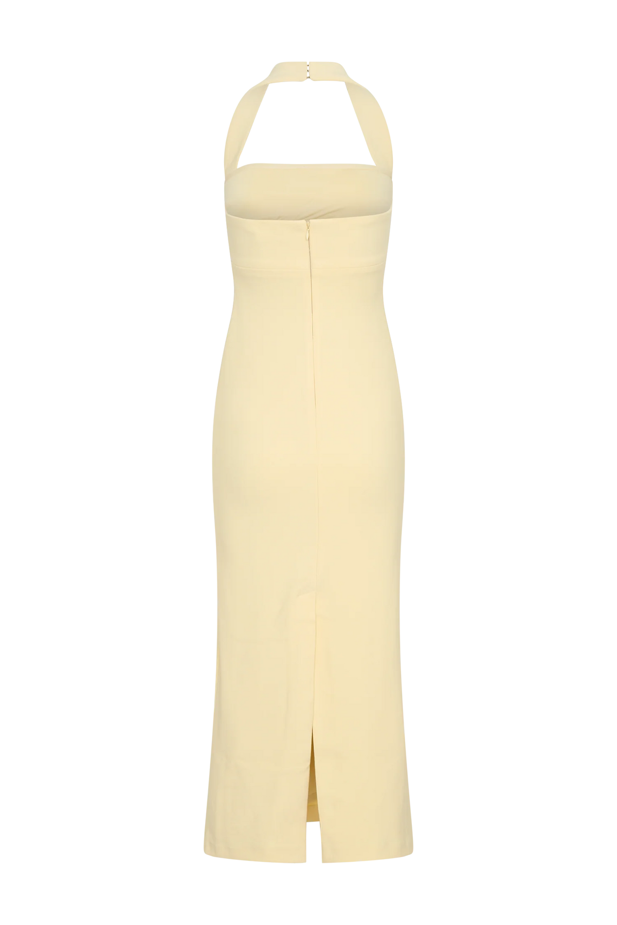 Amelita Suiting Halter Midi Dress - Pale Lemon