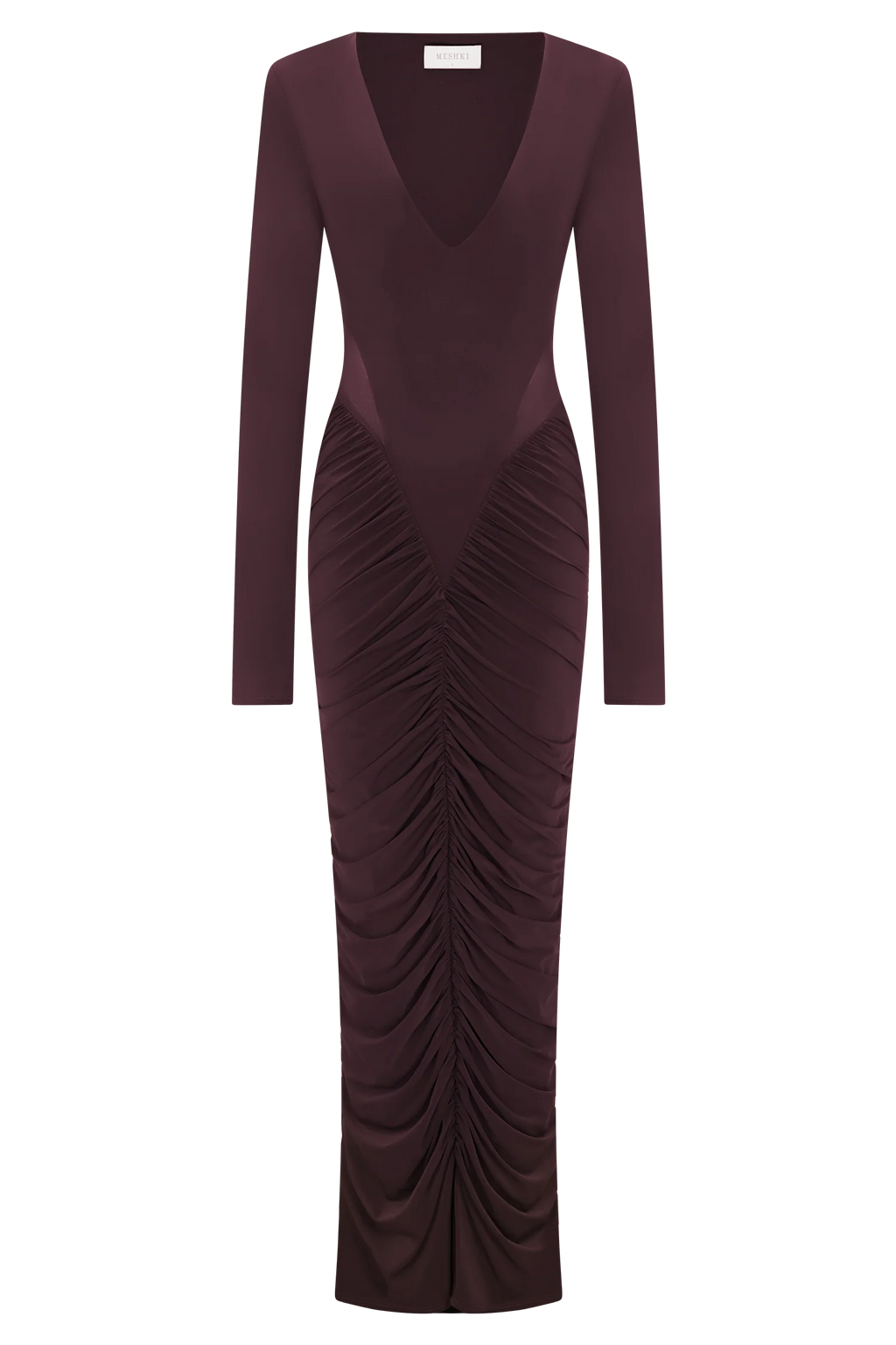 Louanne Slinky Long Sleeve Maxi Dress - Burgundy