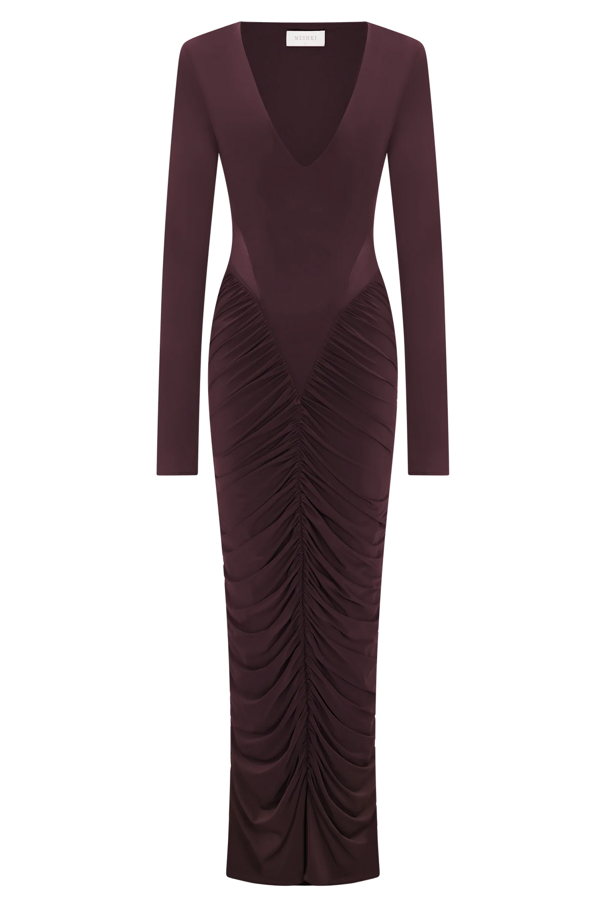 Louanne Slinky Long Sleeve Maxi Dress - Burgundy