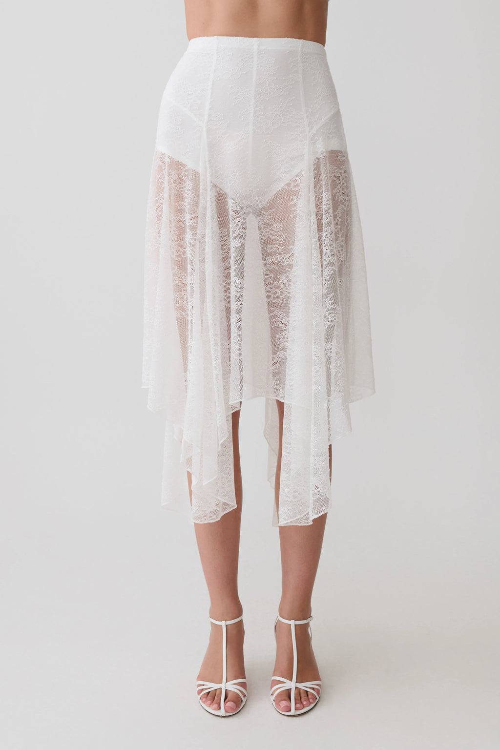 Haime Lace Hankie Midi Skirt - Ivory