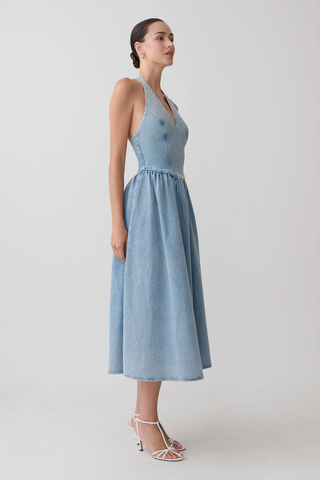 Miller Denim Halter Midi Dress - Classic Blue