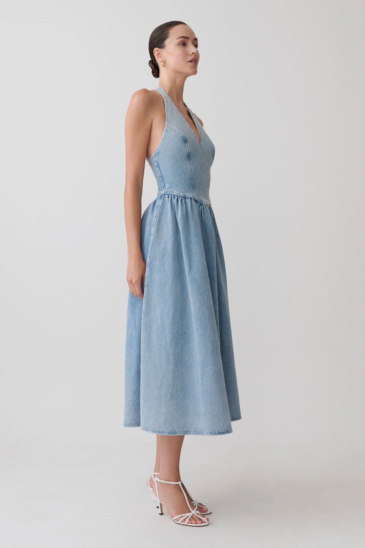 Miller Denim Halter Midi Dress - Classic Blue
