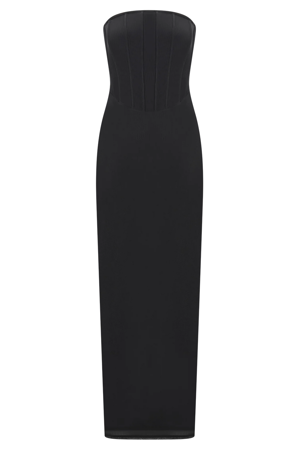 Gemma Strapless Mesh Maxi Dress - Black