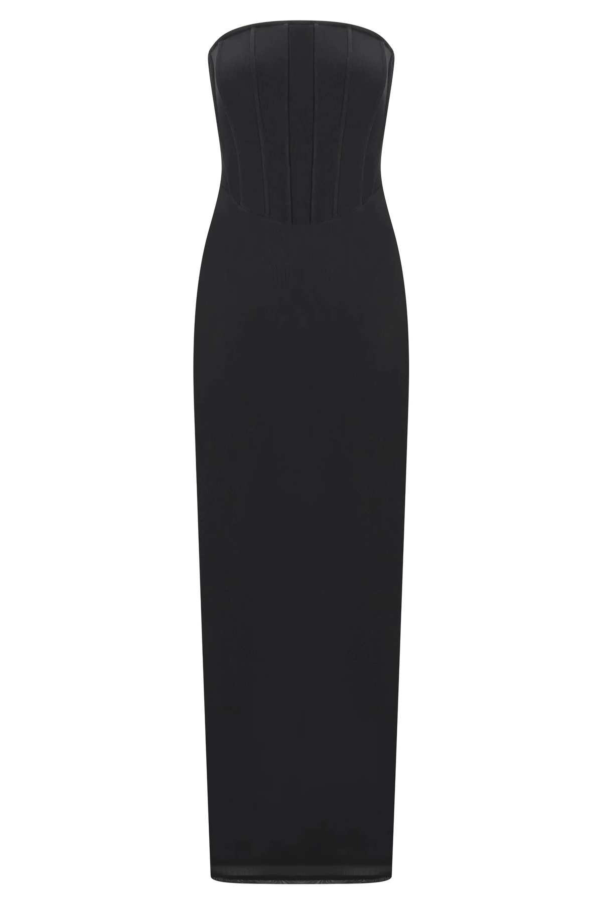 Gemma Strapless Mesh Maxi Dress - Black