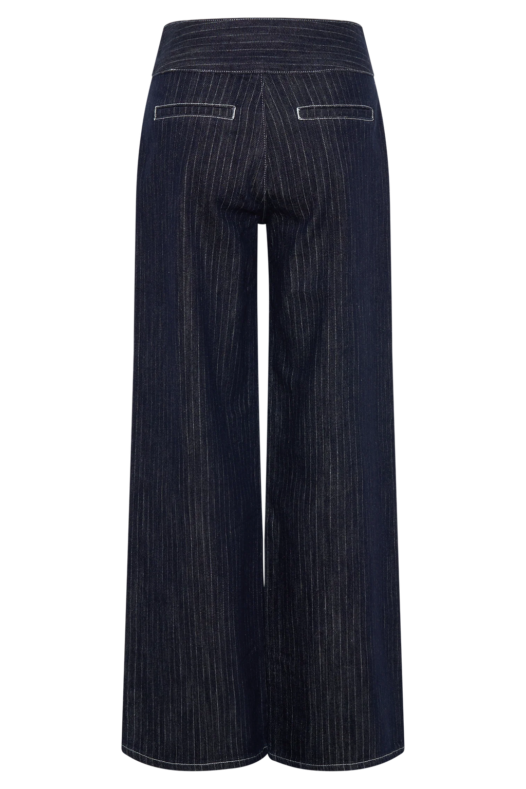 Sienna Flare Mid Rise Denim Jeans - Indigo Pinstripe