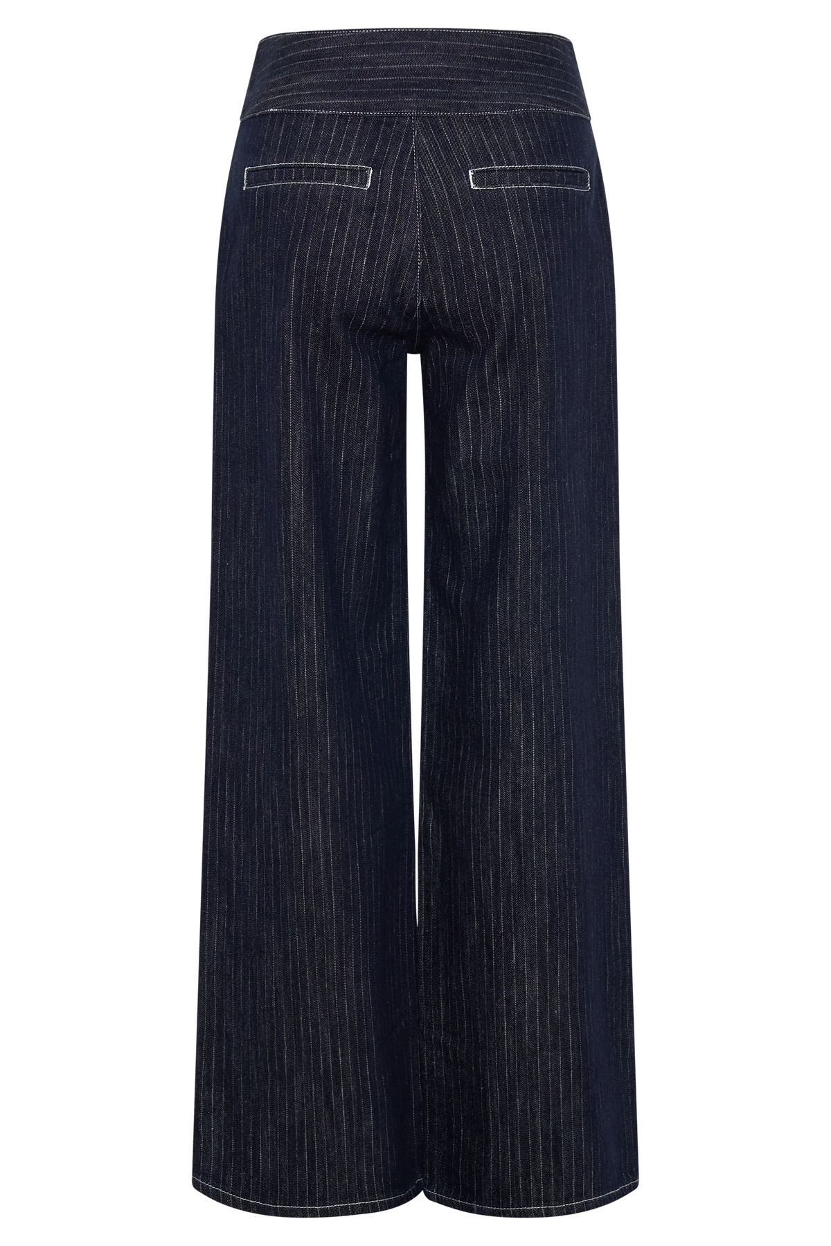 Sienna Flare Mid Rise Denim Jeans - Indigo Pinstripe