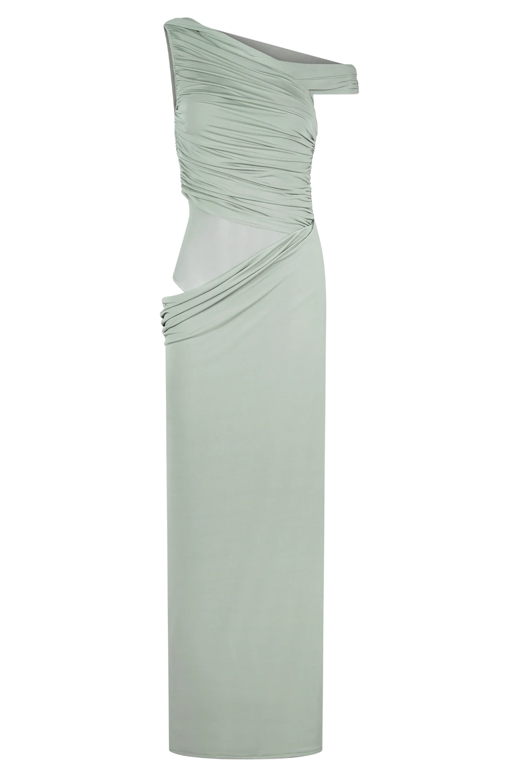 Callen One Shoulder Slinky Maxi Dress - Sage