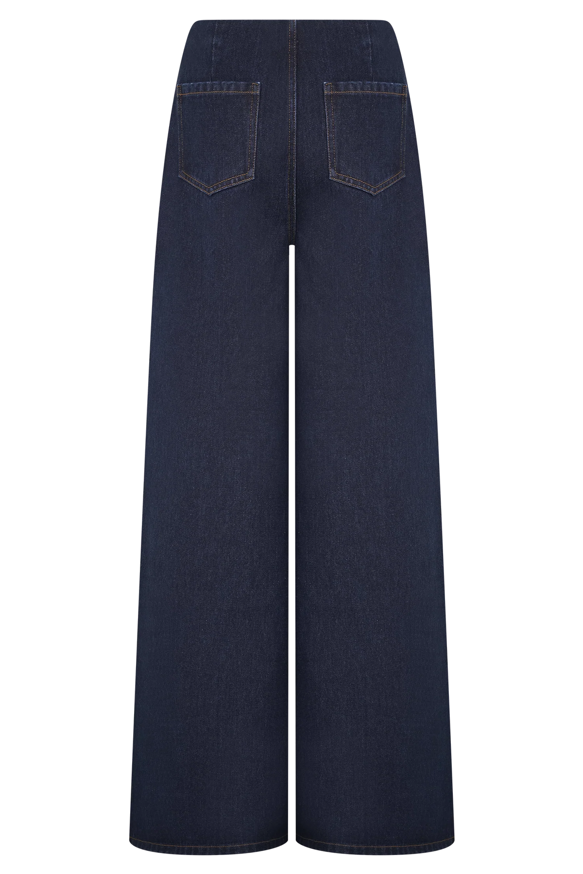 Miranda Faux Suede Belted Denim Wide Leg Jeans - Indigo Blue
