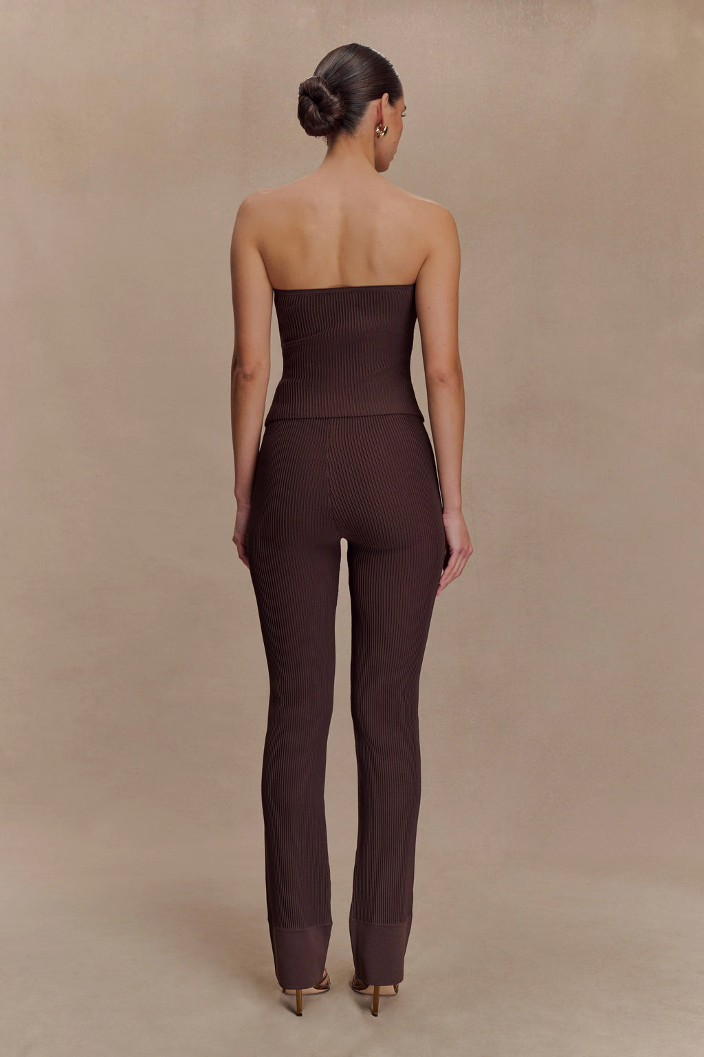 Elodie Ribbed Knit Pants - Chocolate