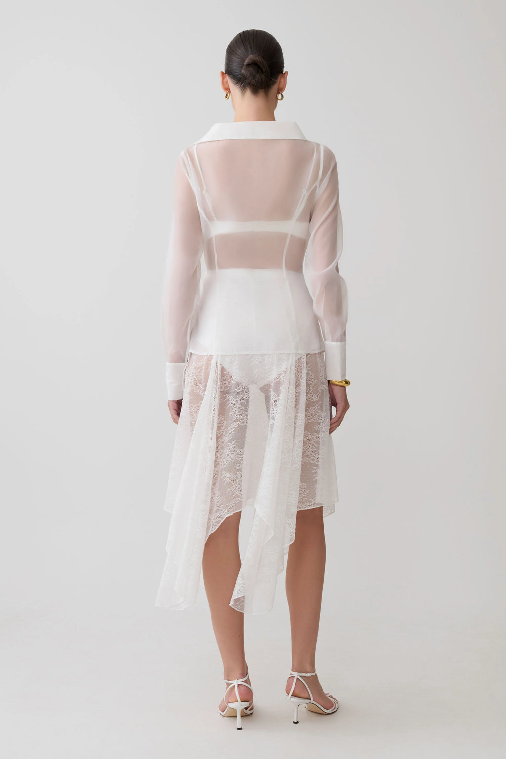 Haime Lace Hankie Midi Skirt - Ivory