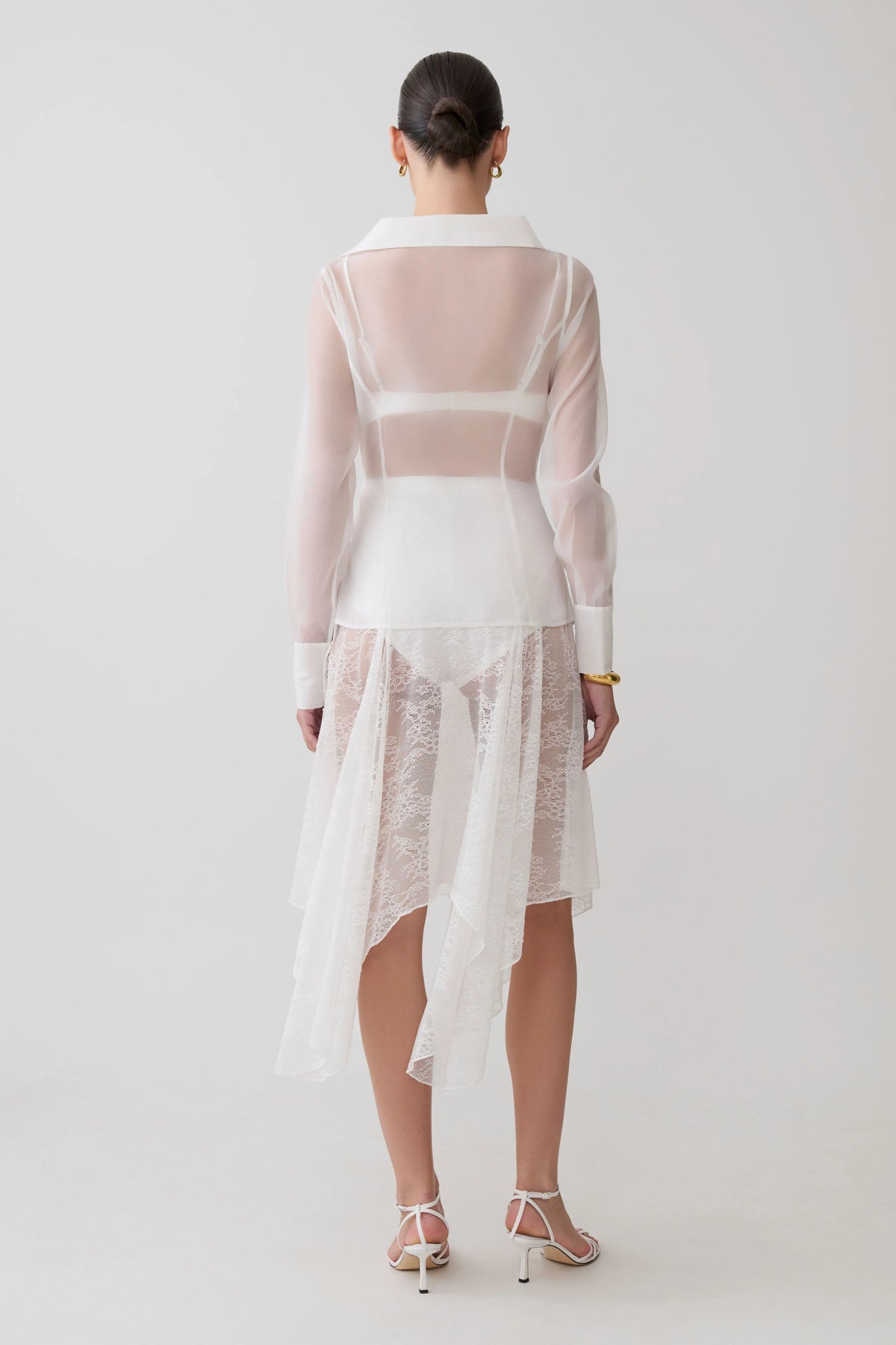 Haime Lace Hankie Midi Skirt - Ivory