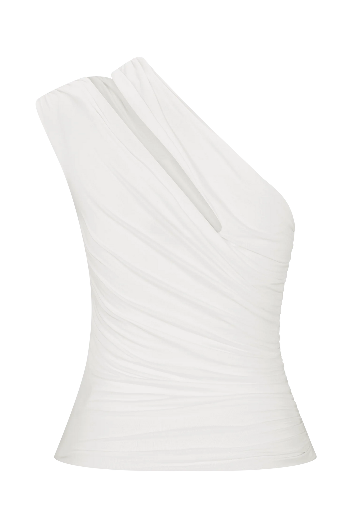 Anna One Shoulder Modal Top - White