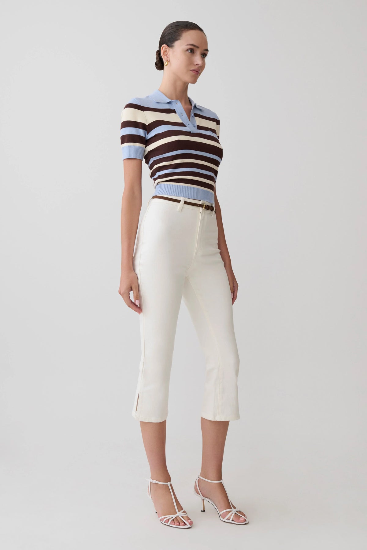 Mary Denim Capris - White
