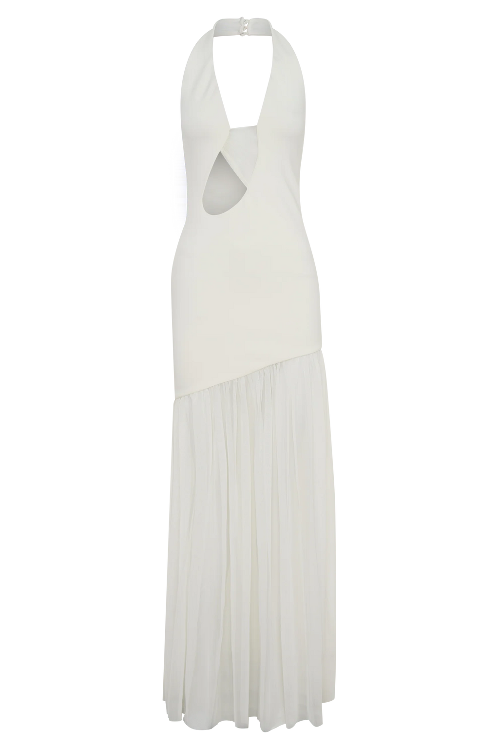 Aubree Crepe And Mesh Maxi Dress - Ivory