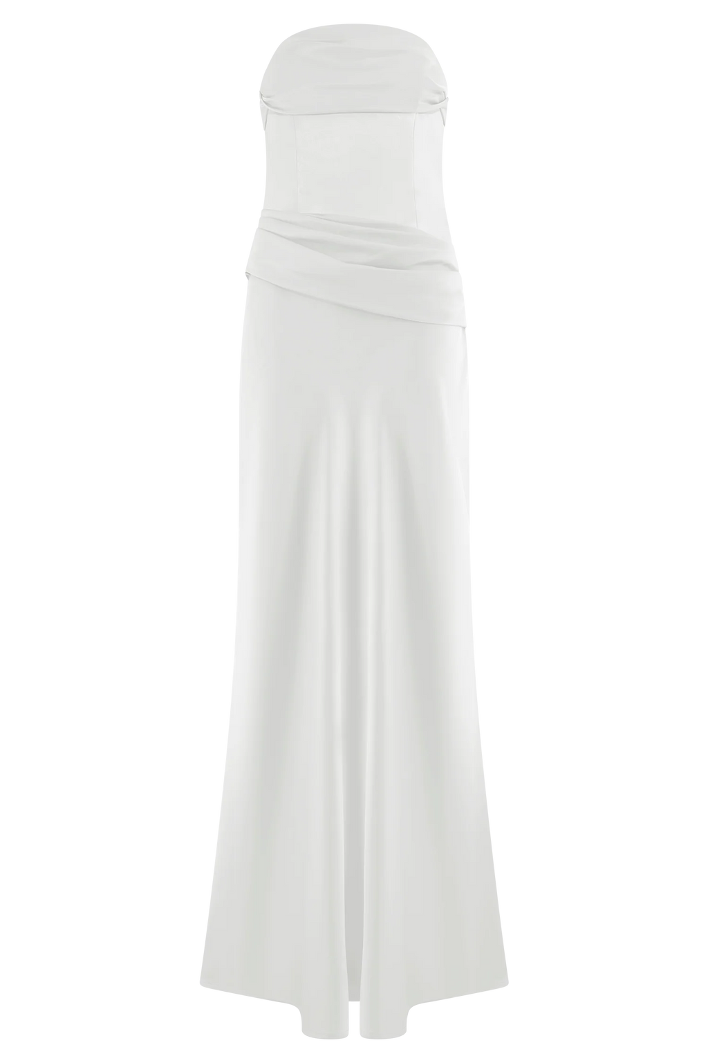 Jasmine Strapless Satin Maxi Dress - White