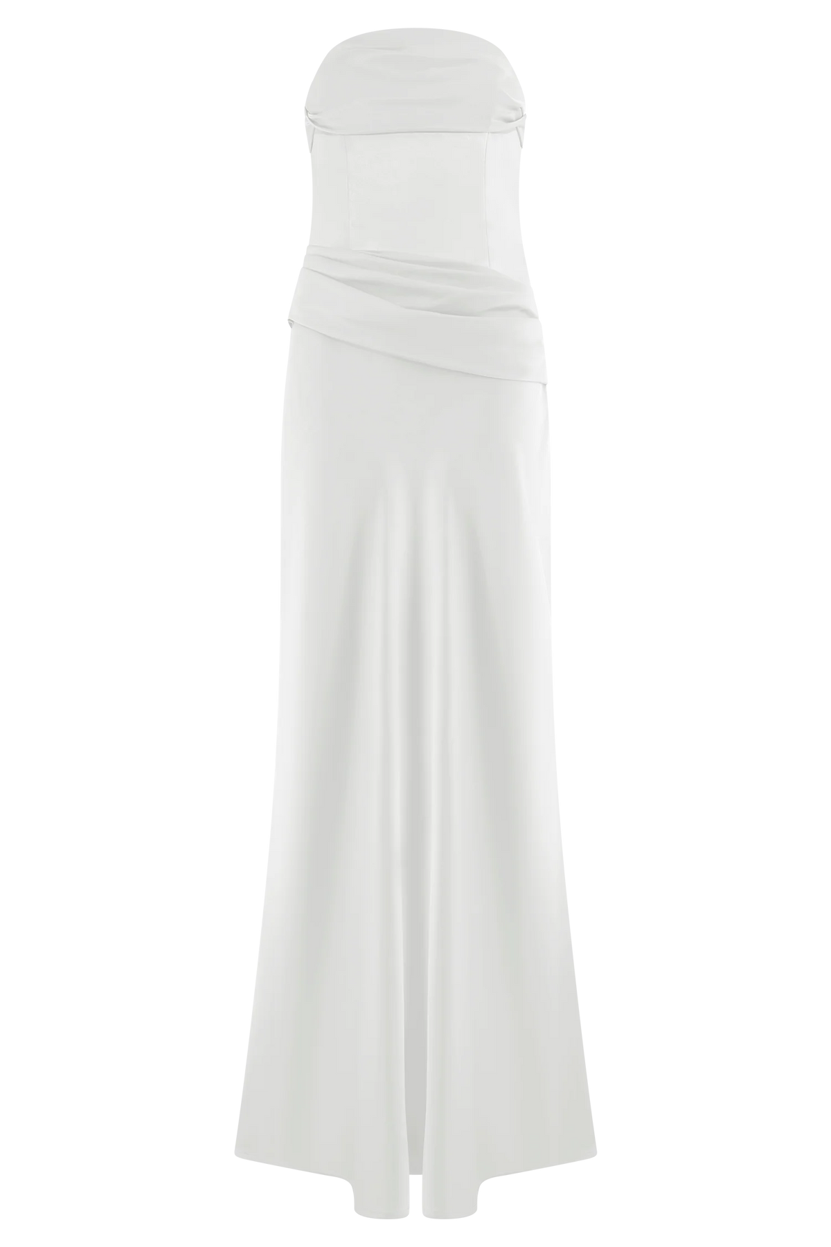 Jasmine Strapless Satin Maxi Dress - White