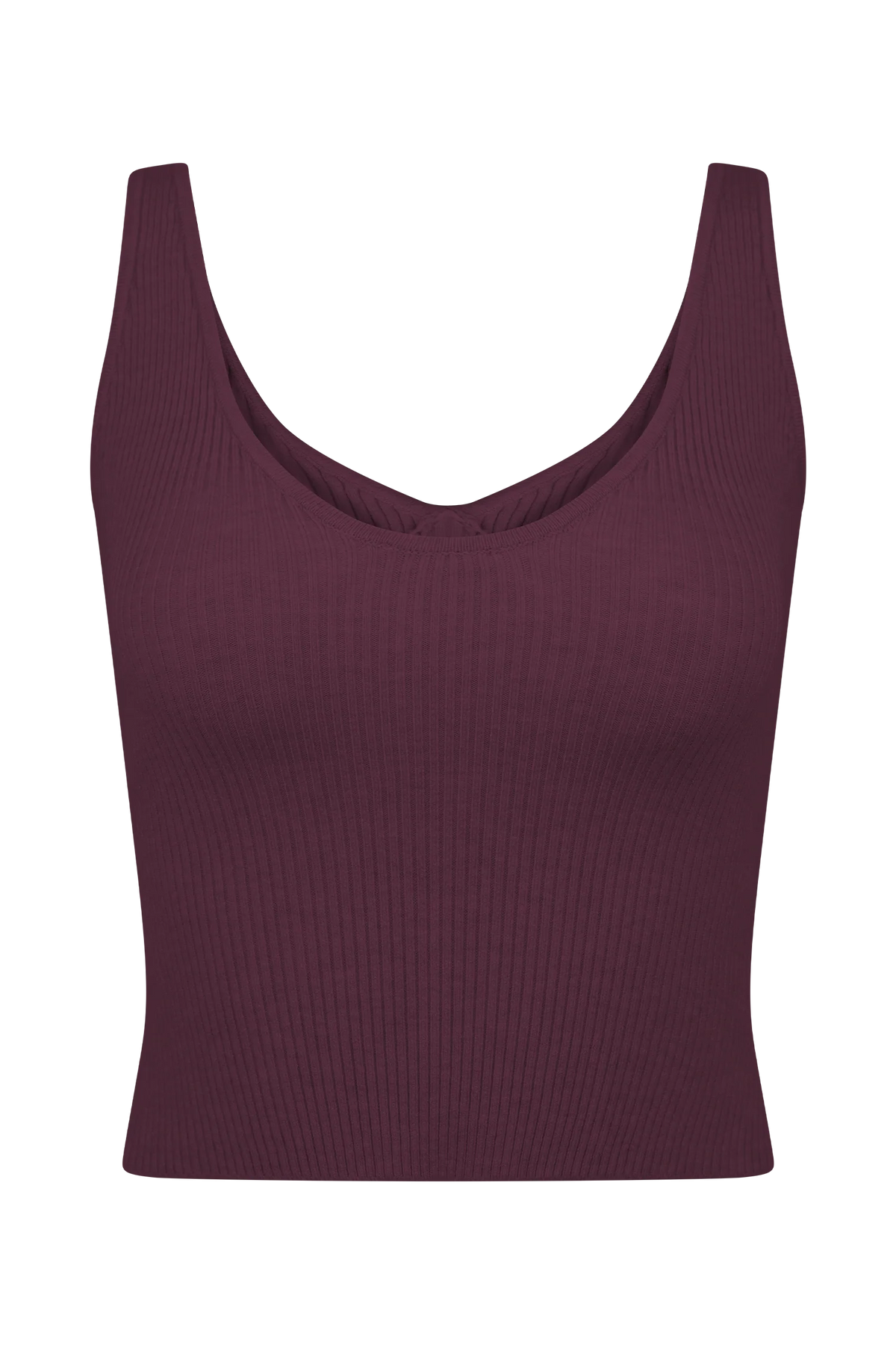 Natalya Ribbed Knit Cami Top - Merlot