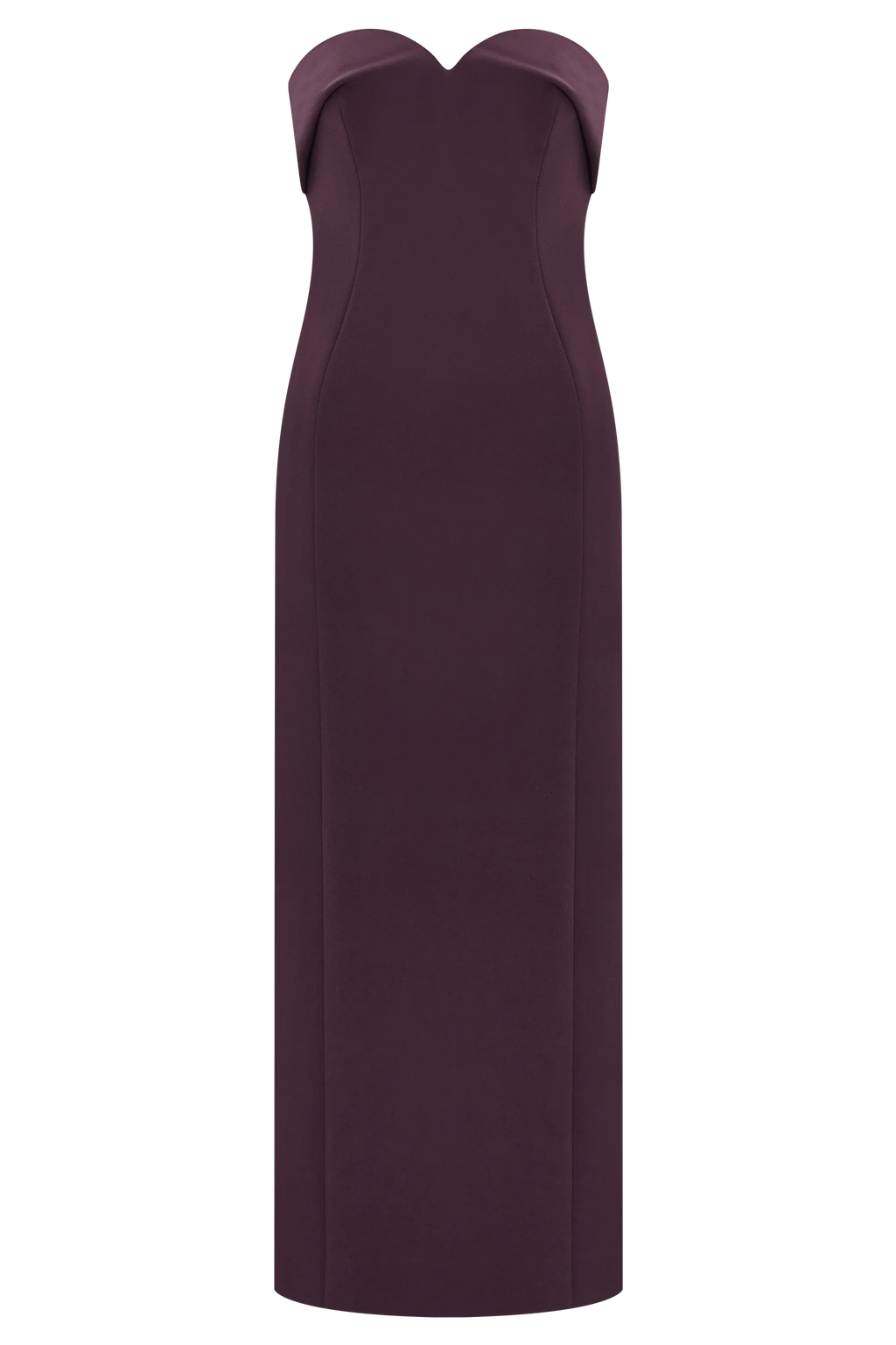 Cary Folded Strapless Crepe Midi Dress - Wine