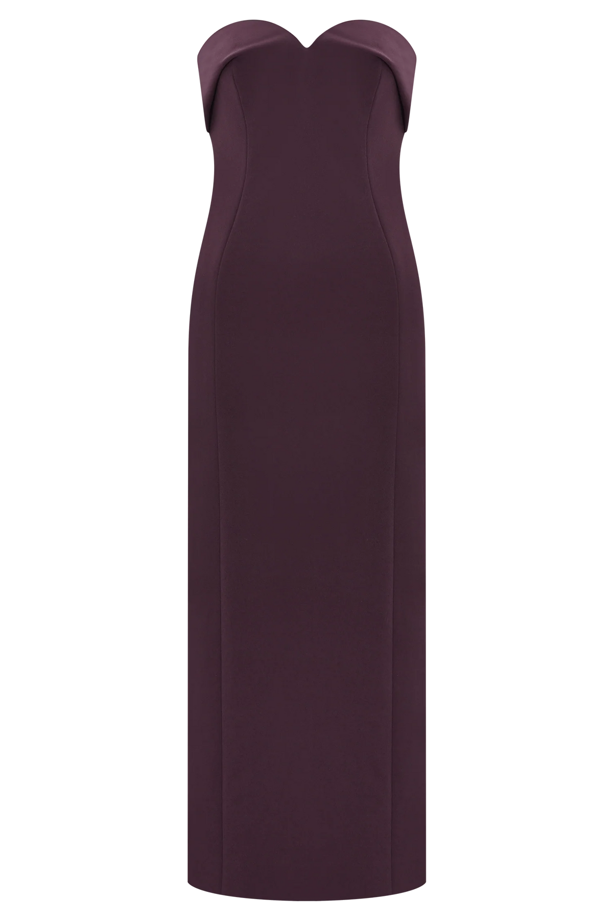 Cary Folded Strapless Crepe Midi Dress - Wine