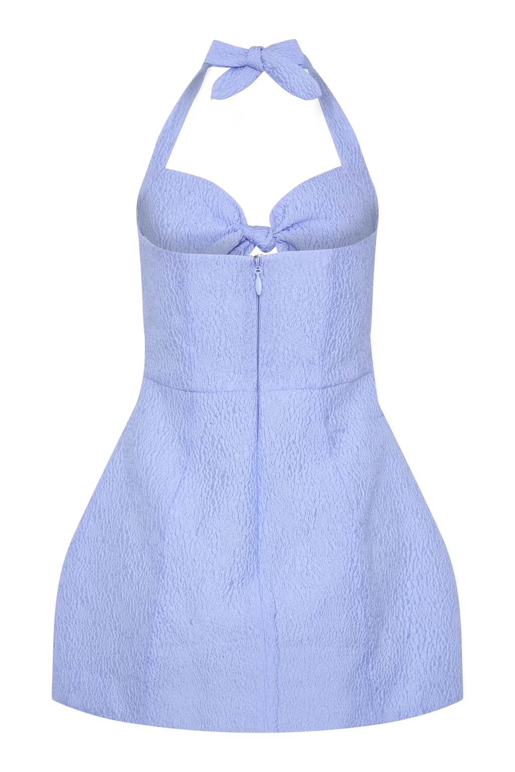 Ella Bow Detail Halter Mini Dress - Periwinkle Blue