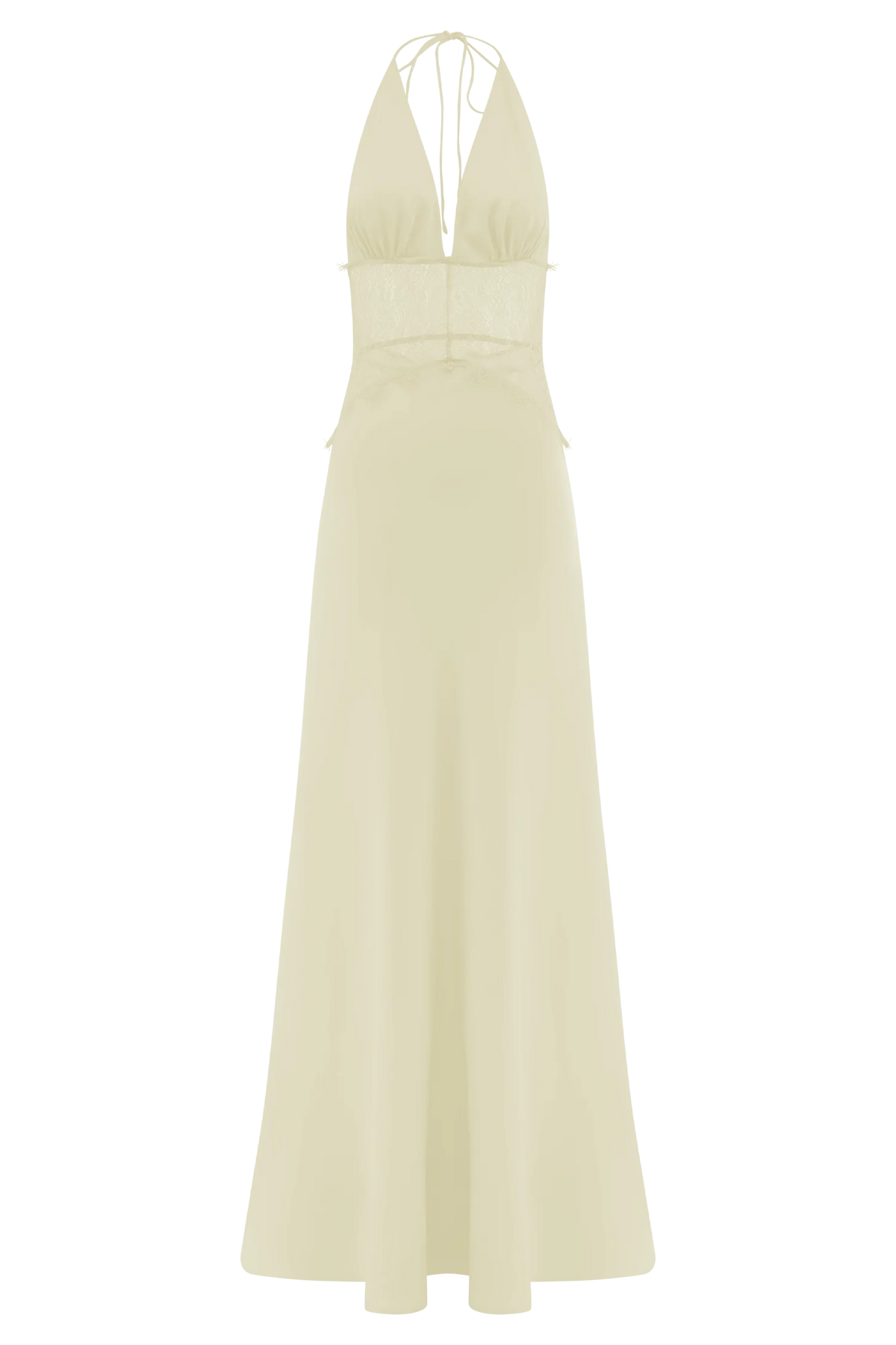 Dinah Lace And Satin Maxi Dress - Lemon