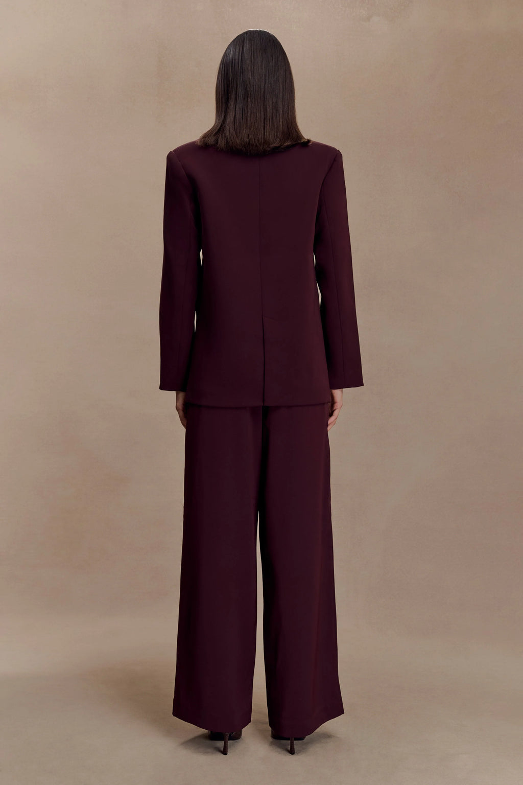 Arlo Wide Leg Suiting Trouser - Mahogany