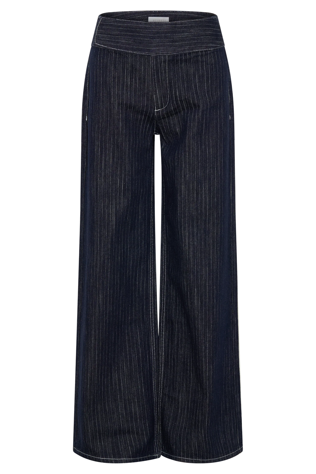 Sienna Flare Mid Rise Denim Jeans - Indigo Pinstripe