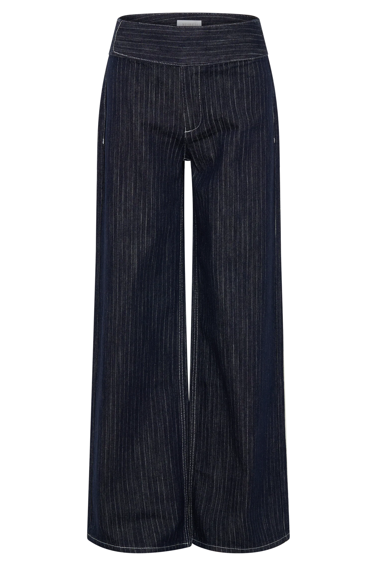 Sienna Flare Mid Rise Denim Jeans - Indigo Pinstripe