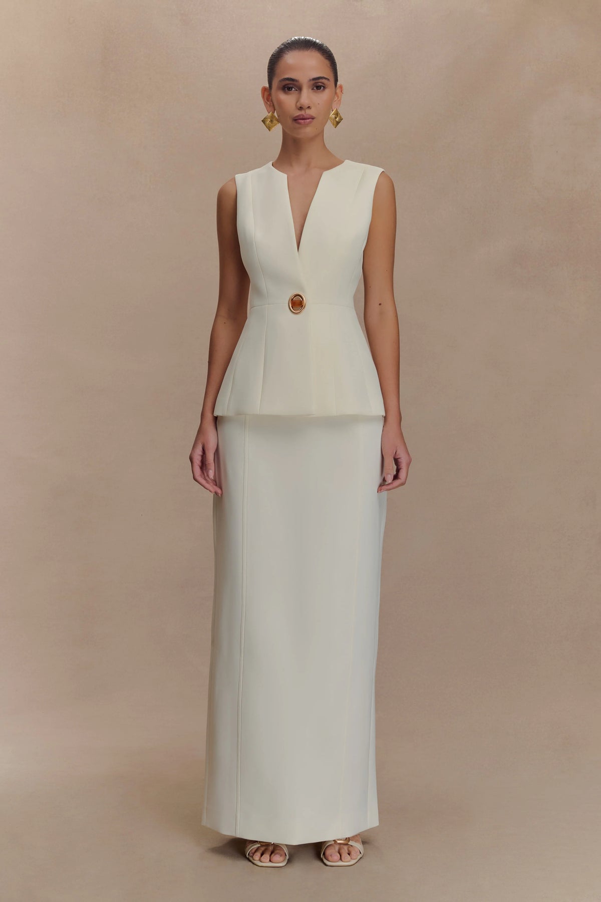 Angelie Suiting Maxi Skirt - Ivory