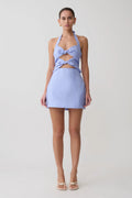 Ella Bow Detail Halter Mini Dress - Periwinkle Blue