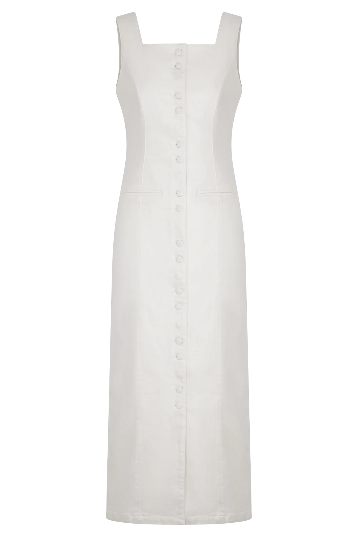 Reyna Denim Midi Dress - White