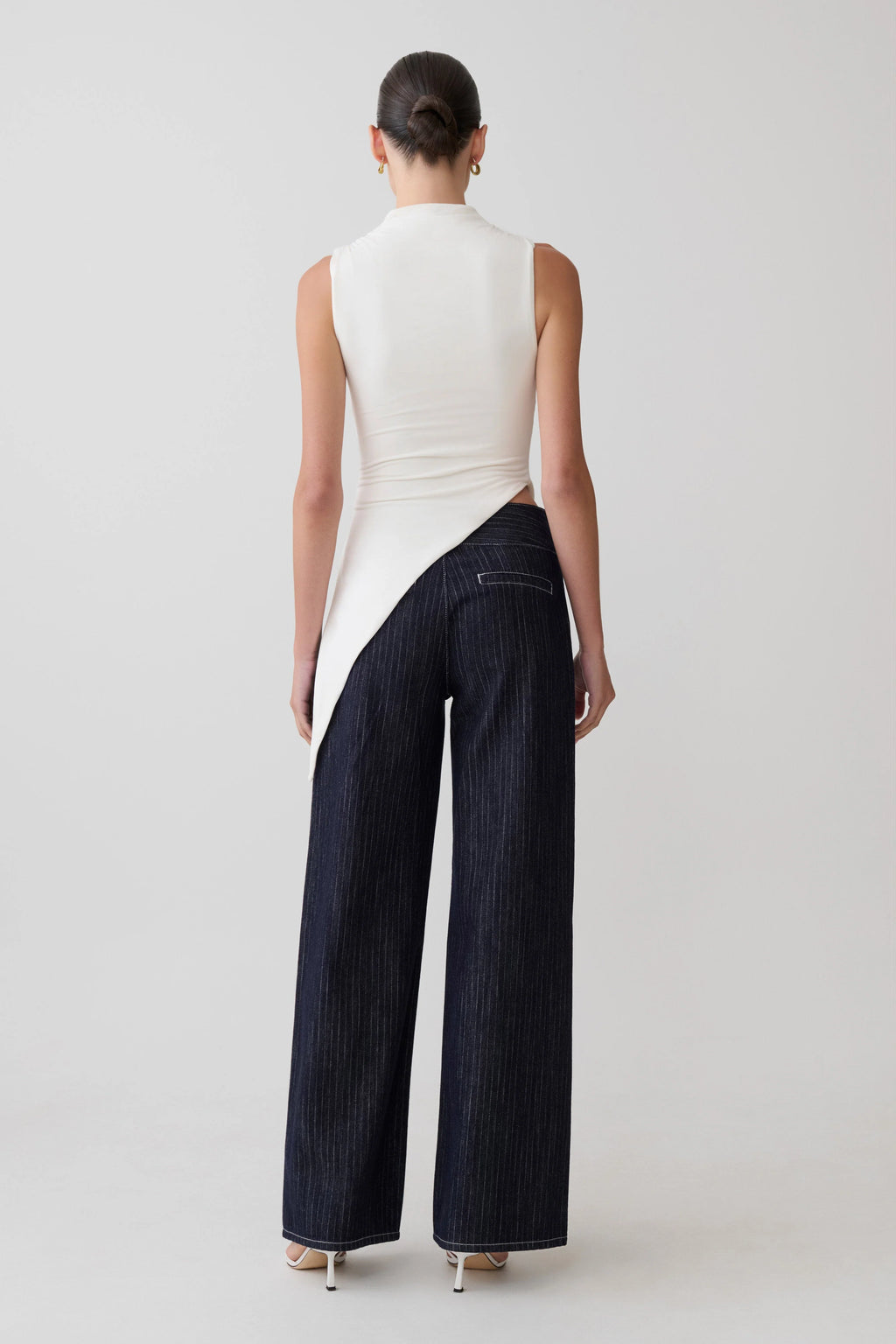 Suong High Neck Gathered Top - White