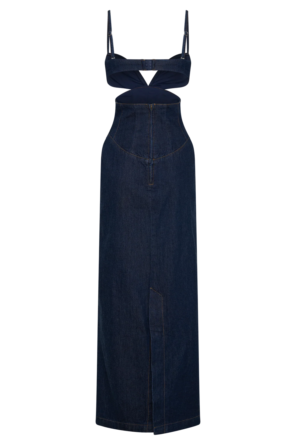 Amila Denim Cupped Maxi Dress - Indigo Blue