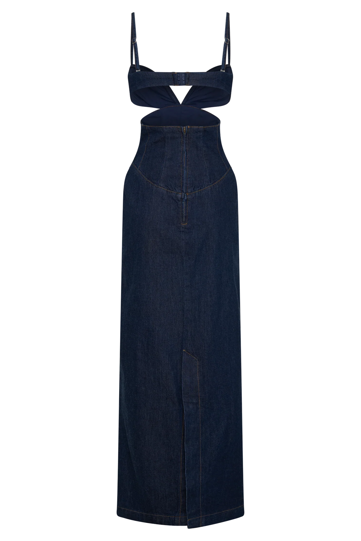Amila Denim Cupped Maxi Dress - Indigo Blue
