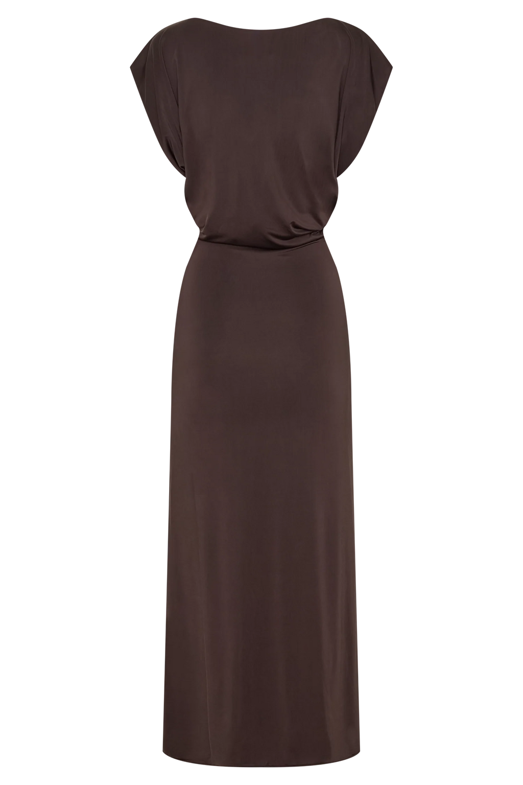 Maiara Shortsleeve Slinky Tie Maxi Dress - Chocolate