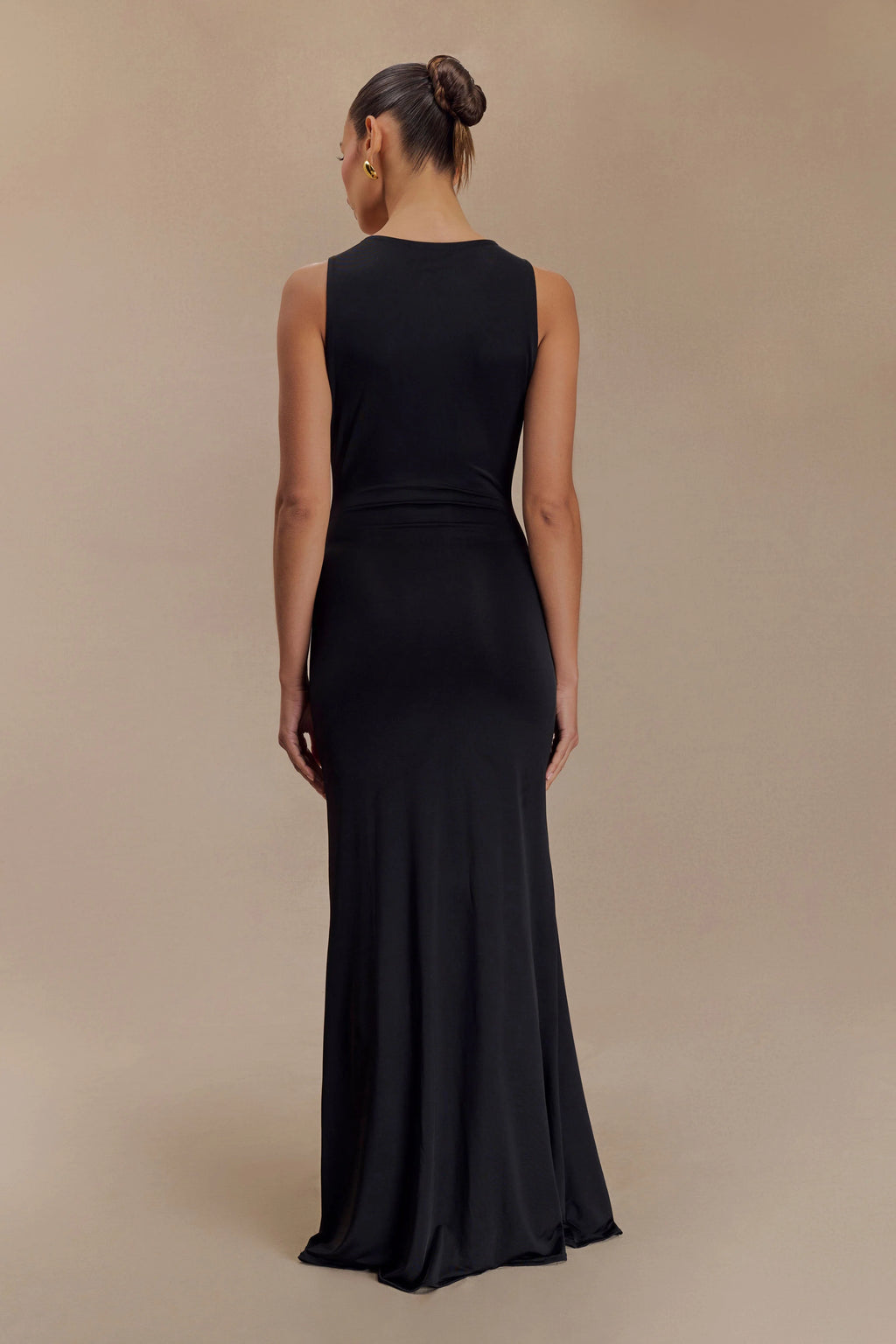 Beck Plunge Maxi Dress With Floral Hardware - Black