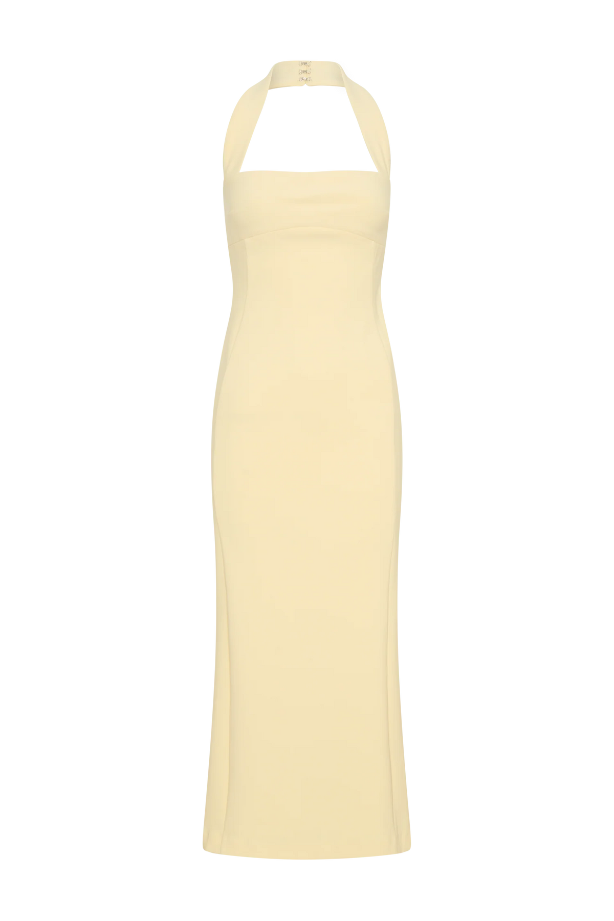 Amelita Suiting Halter Midi Dress - Pale Lemon
