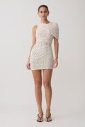 Adrienne One Shoulder Mesh Mini Dress - Polka Dot