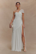 Tamara Shirred Chiffon Midi Dress - White