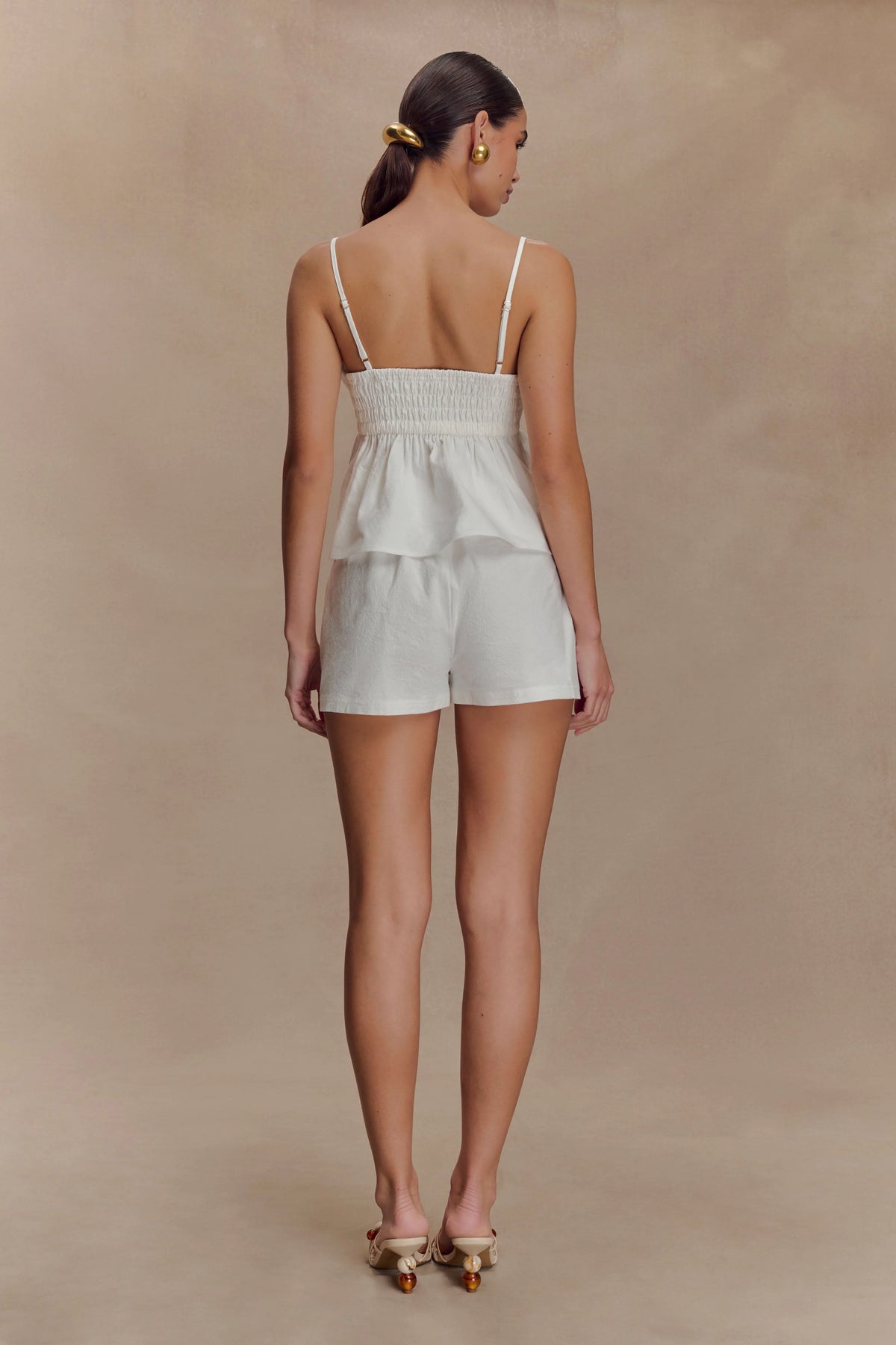 Janayia Cotton Beaded Top - White