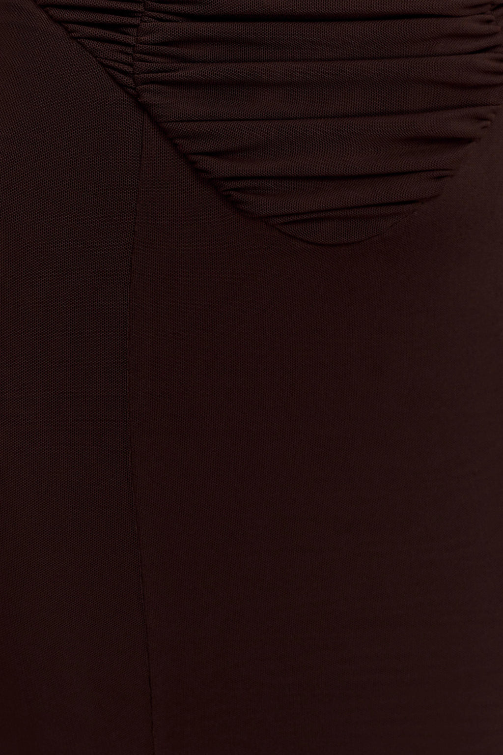 Willa Gathered Mesh Midi Dress - Chocolate