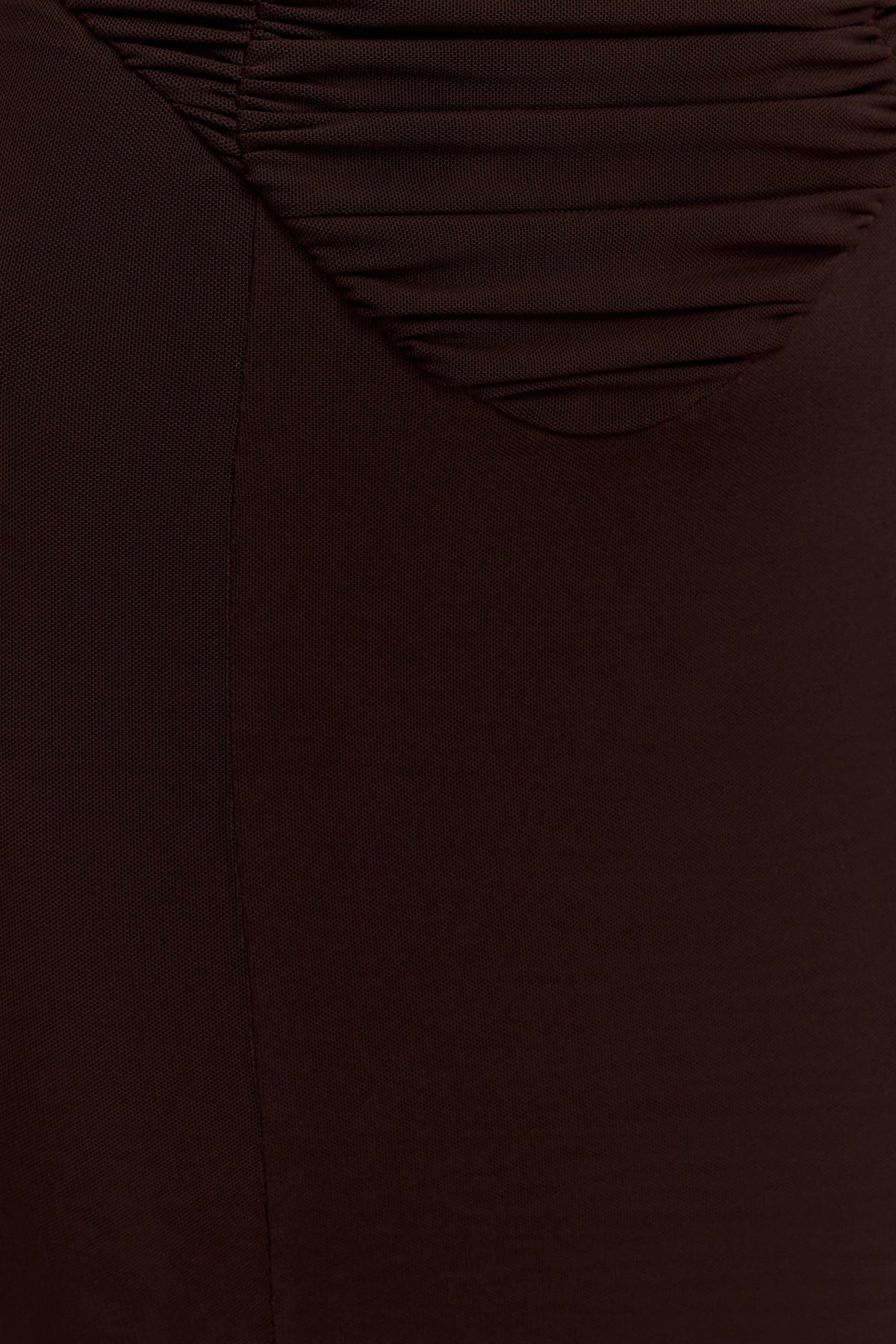 Willa Gathered Mesh Midi Dress - Chocolate