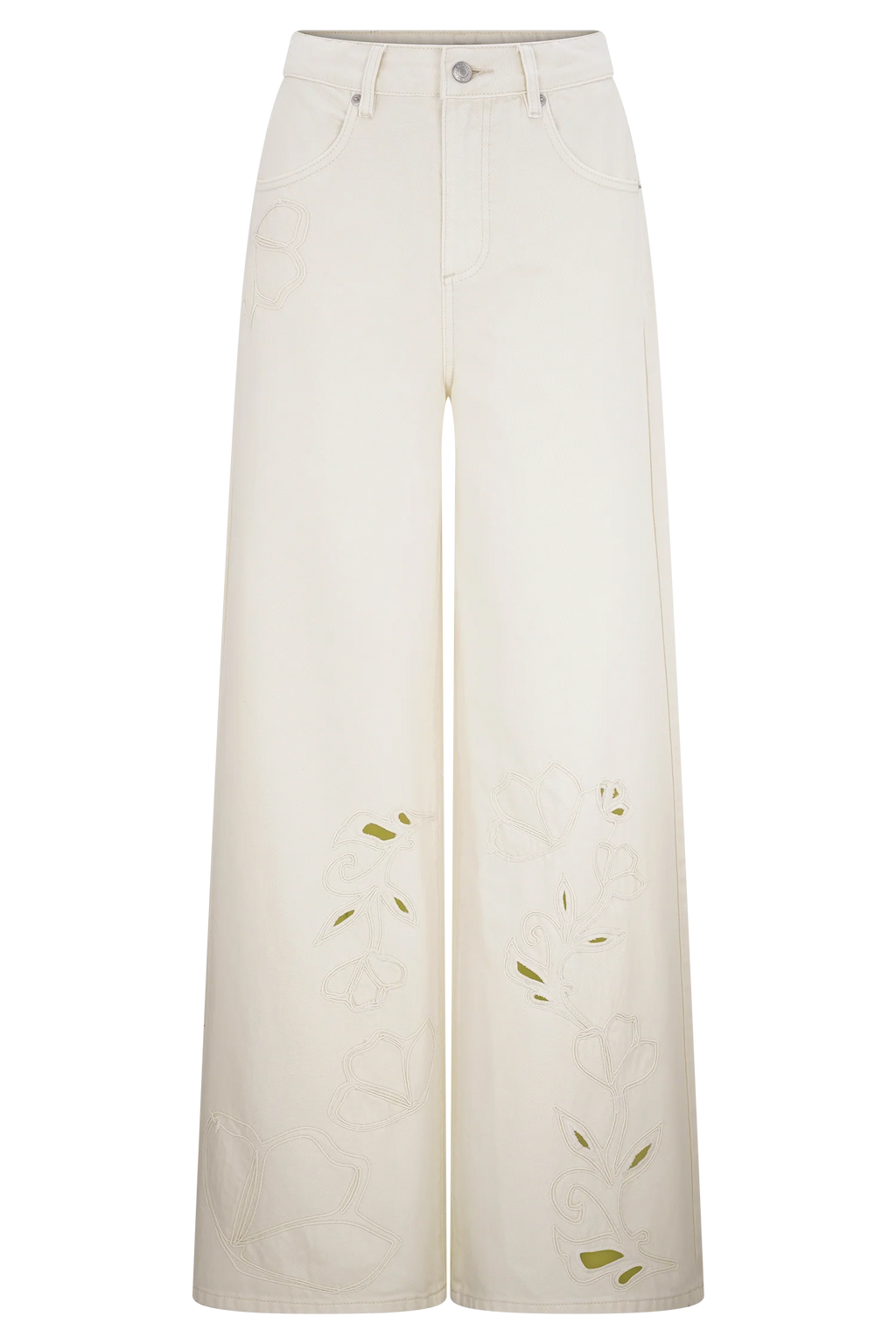 Carmella Embroided Jeans - Ecru